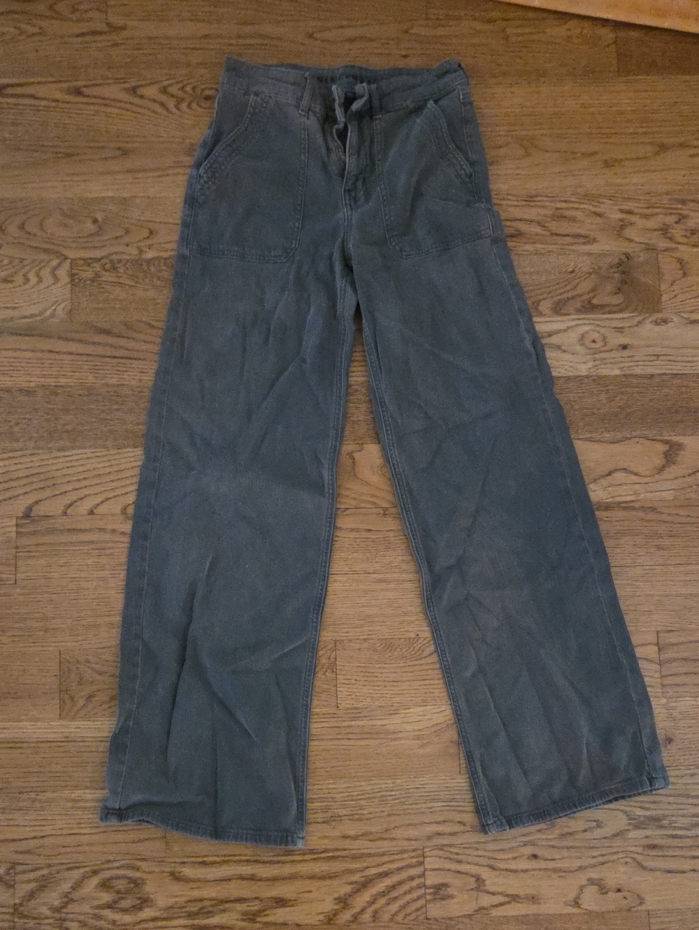 American Eagle Outfitters Dark Gray Wide-Leg Soft Trousers